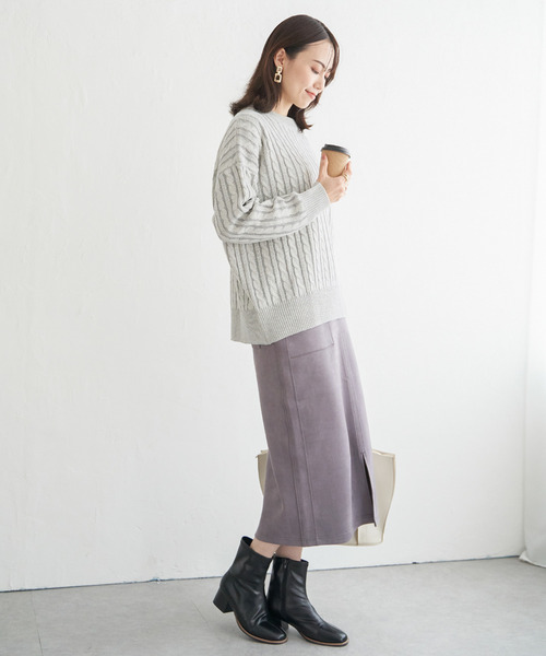 ikka（イッカ）の「ケーブルニットプルオーバー（ニット/セーター・レディース・ライトグレー/スカイブルー/エメラルド/ネイビー・M/L/S）」の7枚目の写真