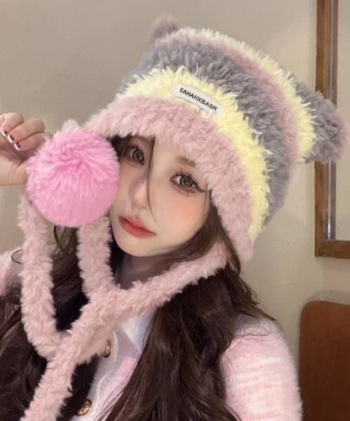キャップ ファー ビーニー もこもこ 6色 ニット 韓国 sy23ha0036.jpg