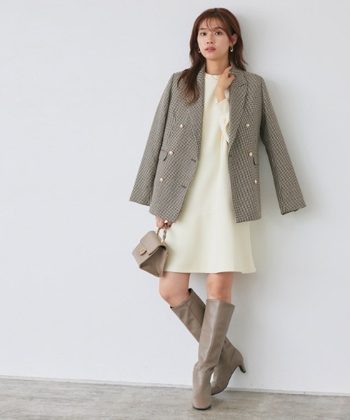 Pierrot(ピエロ)の「ペアスキンベロアショートワンピース(ワンピース・レディース・アイボリー/ブラック/ネイビー・M/PM/L)」の8枚目の写真