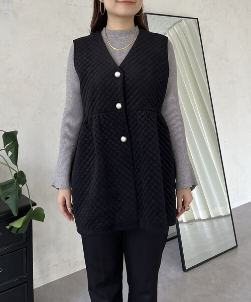 prose verse(プロズヴェール)の「パールボタンキルティングベロアジレ(ベスト・レディース・ブラック・LARGE/MEDIUM)」の12枚目の写真