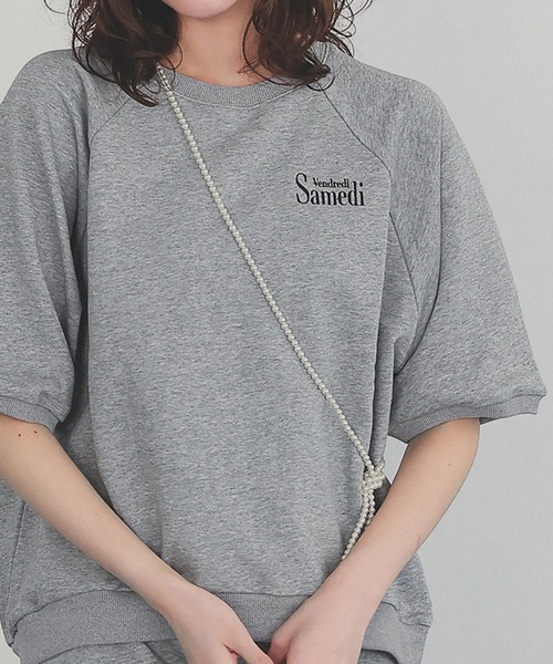 titivate（ティティベイト）の「刺繍入りハーフスリーブスウェットプルオーバー（スウェット・レディース・グレー系その他2/ネイビー/グレー系その他/ピンク・L/M/S）」の22枚目の写真