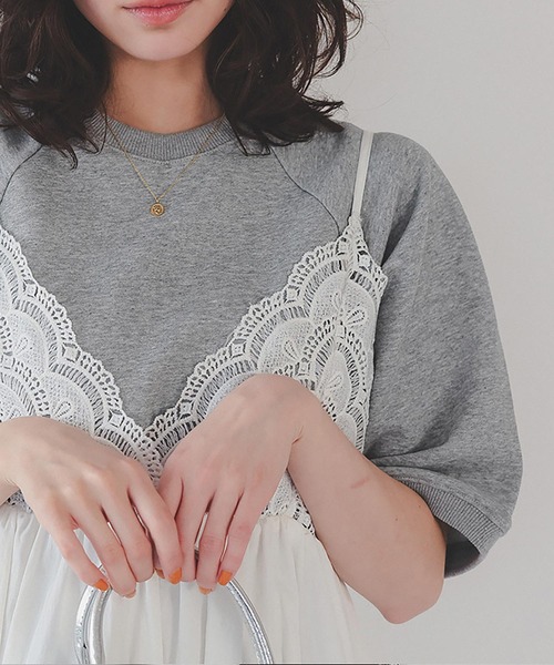 titivate（ティティベイト）の「刺繍入りハーフスリーブスウェットプルオーバー（スウェット・レディース・グレー系その他2/ネイビー/グレー系その他/ピンク・L/M/S）」の17枚目の写真