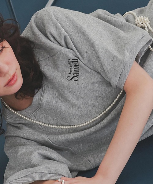 titivate（ティティベイト）の「刺繍入りハーフスリーブスウェットプルオーバー（スウェット・レディース・グレー系その他2/ネイビー/グレー系その他/ピンク・L/M/S）」の21枚目の写真