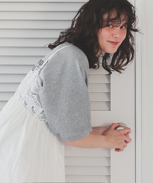 titivate（ティティベイト）の「刺繍入りハーフスリーブスウェットプルオーバー（スウェット・レディース・グレー系その他2/ネイビー/グレー系その他/ピンク・L/M/S）」の19枚目の写真