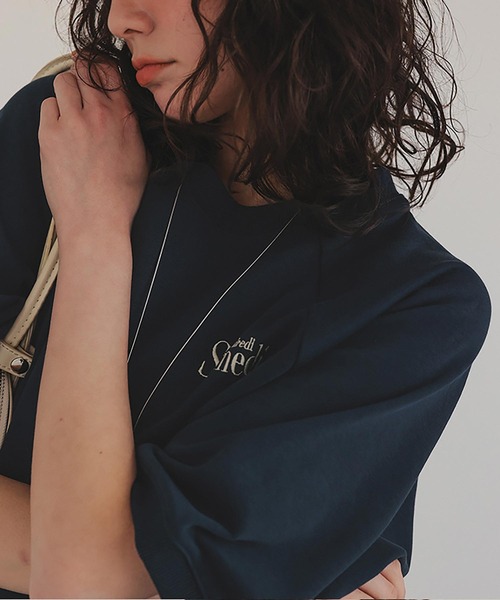 titivate（ティティベイト）の「刺繍入りハーフスリーブスウェットプルオーバー（スウェット・レディース・グレー系その他2/ネイビー/グレー系その他/ピンク・L/M/S）」の5枚目の写真