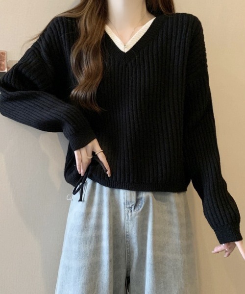 by LEGNA(バイレグナ)の「裾のドロストがデザインのワンポイント。裾ドロストニットプルオーバー(ニット/セーター・レディース・グレー/ブラック/ホワイト/モカ・FREE)」の11枚目の写真