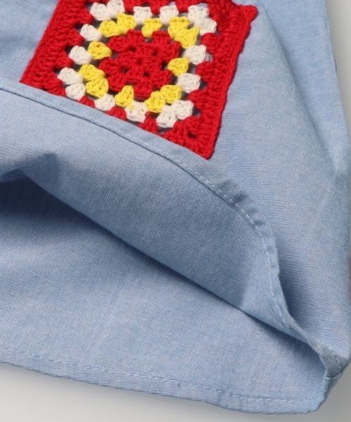 Moujonjon（ムージョンジョン）の「かぎ針ポケットジャンパースカート（ジャンパースカート・キッズ・ブルー・90/100/110/120/130/140）」の6枚目の写真