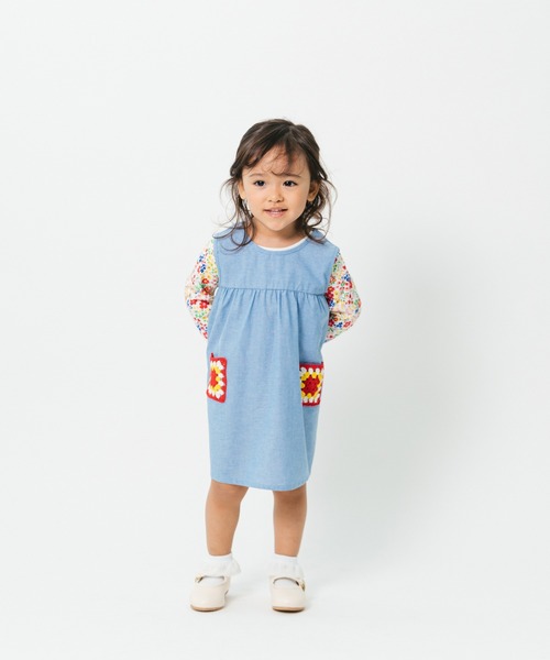 Moujonjon（ムージョンジョン）の「かぎ針ポケットジャンパースカート（ジャンパースカート・キッズ・ブルー・90/100/110/120/130/140）」の9枚目の写真