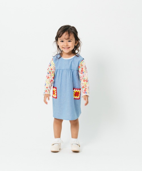 Moujonjon（ムージョンジョン）の「かぎ針ポケットジャンパースカート（ジャンパースカート・キッズ・ブルー・90/100/110/120/130/140）」の11枚目の写真