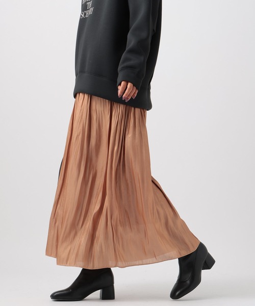セール】[上品な光沢感]グロッシープリーツスカート（スカート