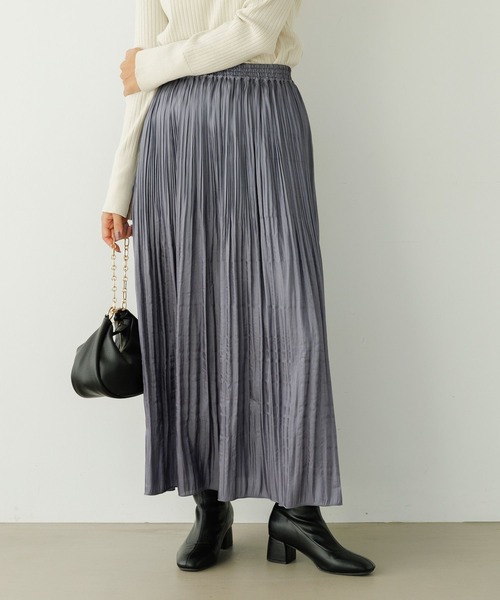 BAYFLOW（ベイフロー）の「[上品な光沢感]グロッシープリーツスカート（スカート・レディース・ブルー/テラコッタ/ブラック・FREE）」の12枚目の写真