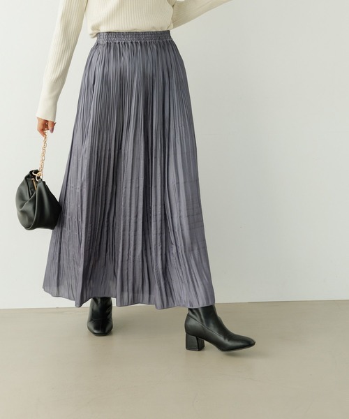 BAYFLOW（ベイフロー）の「[上品な光沢感]グロッシープリーツスカート（スカート・レディース・ブルー/テラコッタ/ブラック・FREE）」の13枚目の写真