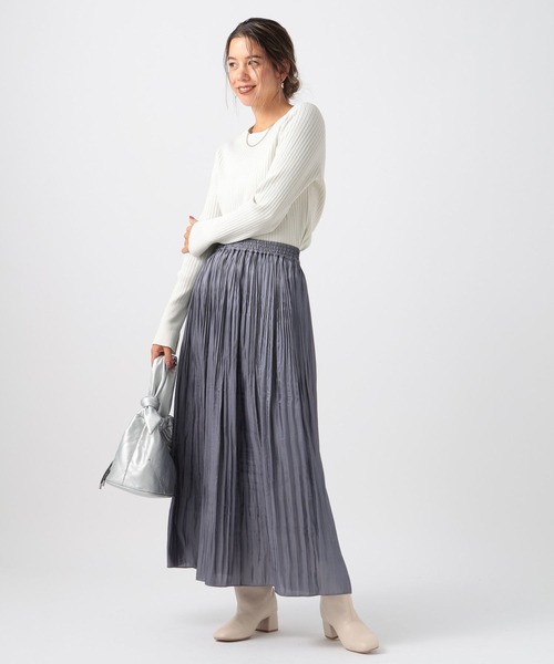 BAYFLOW（ベイフロー）の「[上品な光沢感]グロッシープリーツスカート（スカート・レディース・ブルー/テラコッタ/ブラック・FREE）」の21枚目の写真