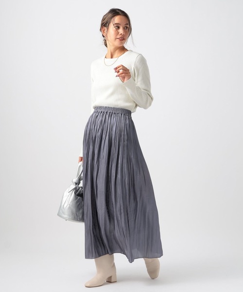 BAYFLOW（ベイフロー）の「[上品な光沢感]グロッシープリーツスカート（スカート・レディース・ブルー/テラコッタ/ブラック・FREE）」の22枚目の写真