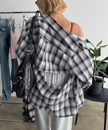 バックスリットチェック柄シャツ