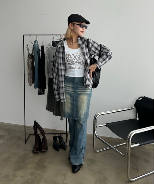 SHAGGIE（シャギー）の「バックスリットチェック柄シャツ（シャツ/ブラウス・レディース・ピンク/ブラック・FREE）」の14枚目の写真