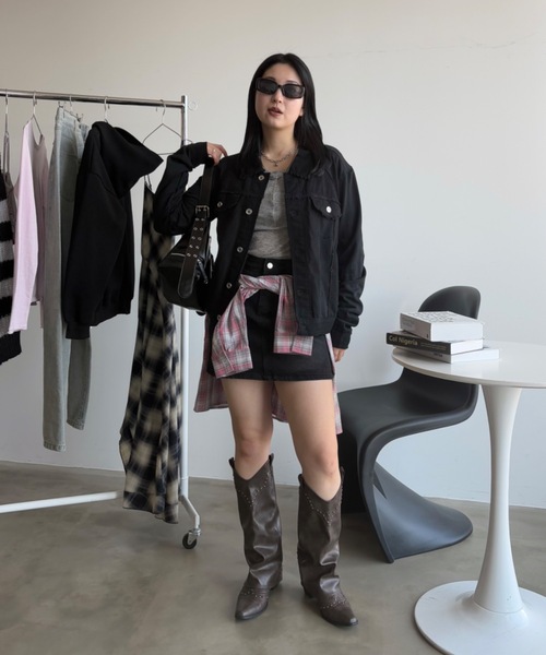 SHAGGIE（シャギー）の「バックスリットチェック柄シャツ（シャツ/ブラウス・レディース・ピンク/ブラック・FREE）」の17枚目の写真