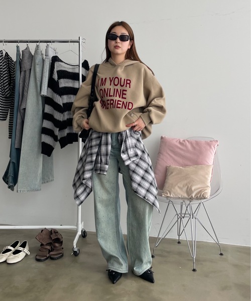 SHAGGIE（シャギー）の「バックスリットチェック柄シャツ（シャツ/ブラウス・レディース・ピンク/ブラック・FREE）」の9枚目の写真