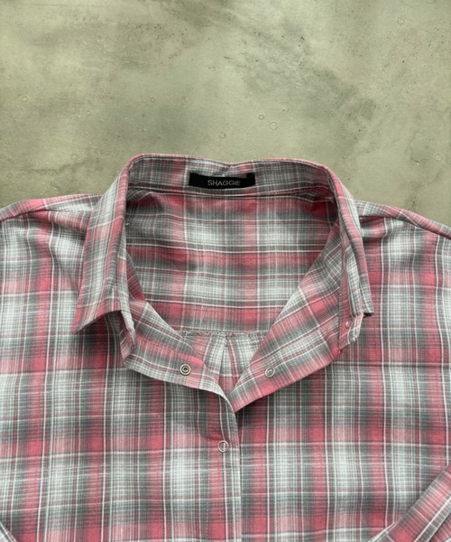 SHAGGIE（シャギー）の「バックスリットチェック柄シャツ（シャツ/ブラウス・レディース・ピンク/ブラック・FREE）」の20枚目の写真
