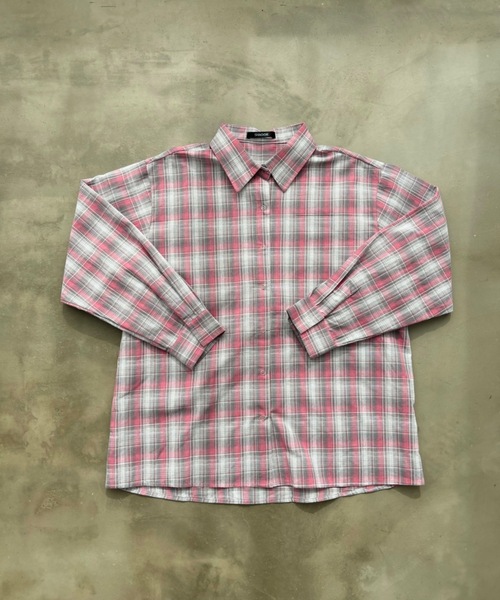 SHAGGIE（シャギー）の「バックスリットチェック柄シャツ（シャツ/ブラウス・レディース・ピンク/ブラック・FREE）」の19枚目の写真