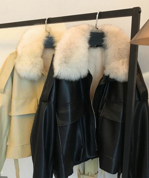 Miniministore(ミニミニストア)の「ファーライダースジャケットフェイクレザー(その他アウター・レディース・ブラック/ベージュ・L/S/M)」の16枚目の写真