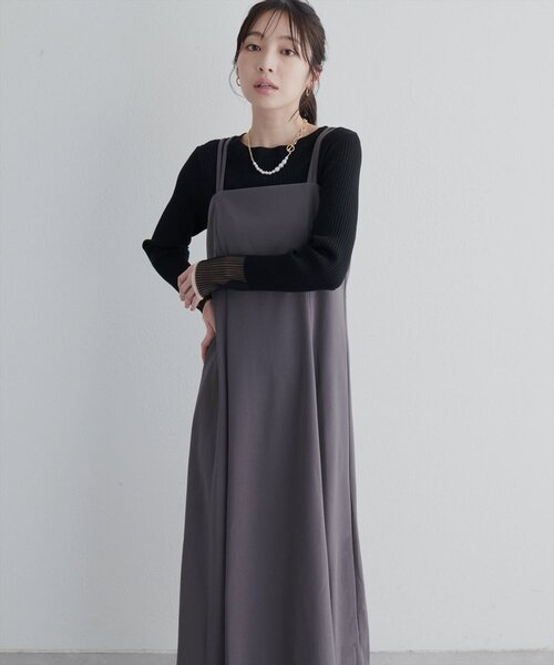natural couture(ナチュラルクチュール)の「カットジョーゼットキャミワンピース(ワンピース・レディース・グレイッシュベージュ/グレー/ブラック/モカ/ドット・FREE)」の17枚目の写真