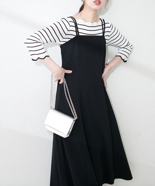 natural couture(ナチュラルクチュール)の「カットジョーゼットキャミワンピース(ワンピース・レディース・グレイッシュベージュ/グレー/ブラック/モカ/ドット・FREE)」の11枚目の写真