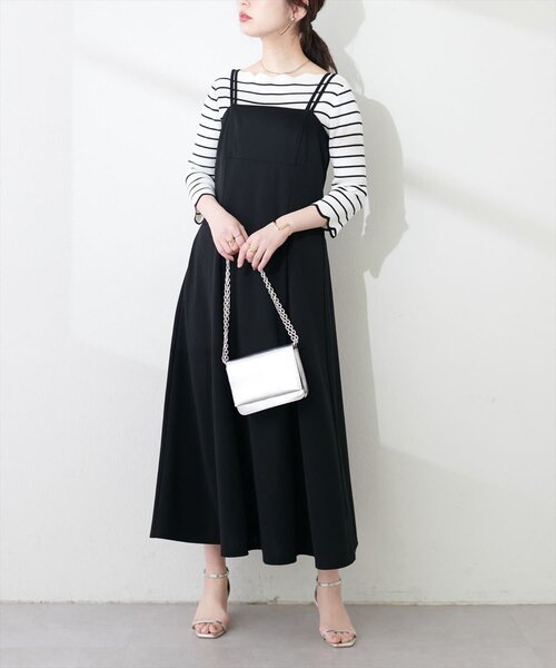 natural couture(ナチュラルクチュール)の「カットジョーゼットキャミワンピース(ワンピース・レディース・グレイッシュベージュ/グレー/ブラック/モカ/ドット・FREE)」の12枚目の写真