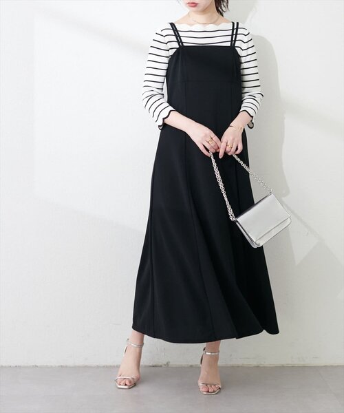 natural couture(ナチュラルクチュール)の「カットジョーゼットキャミワンピース(ワンピース・レディース・グレイッシュベージュ/グレー/ブラック/モカ/ドット・FREE)」の13枚目の写真