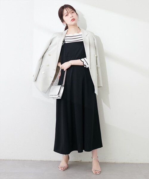 natural couture(ナチュラルクチュール)の「カットジョーゼットキャミワンピース(ワンピース・レディース・グレイッシュベージュ/グレー/ブラック/モカ/ドット・FREE)」の14枚目の写真