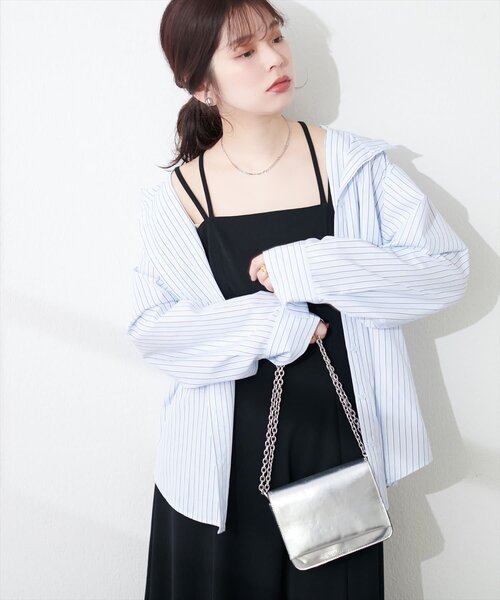 natural couture(ナチュラルクチュール)の「カットジョーゼットキャミワンピース(ワンピース・レディース・グレイッシュベージュ/グレー/ブラック/モカ/ドット・FREE)」の16枚目の写真