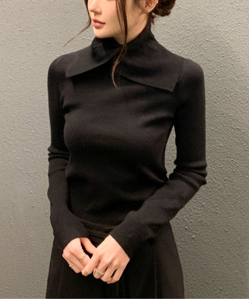 jens グレー ハイネック トップス 付け襟 タートルネック ハイネック[品番：JOKW0016645]｜REAL
