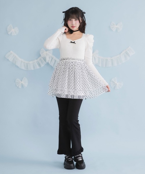 DearMyLoveRose(ディアマイラブローズ)の「チュールドッキングミニワンピース【大きいサイズ有】(ワンピース・レディース・ホワイト/グレー/ブラック/ライトグレー/ホワイト系その他/ピンクベージュ・3L/LL/LARGE/MEDIUM/SMALL)」の7枚目の写真