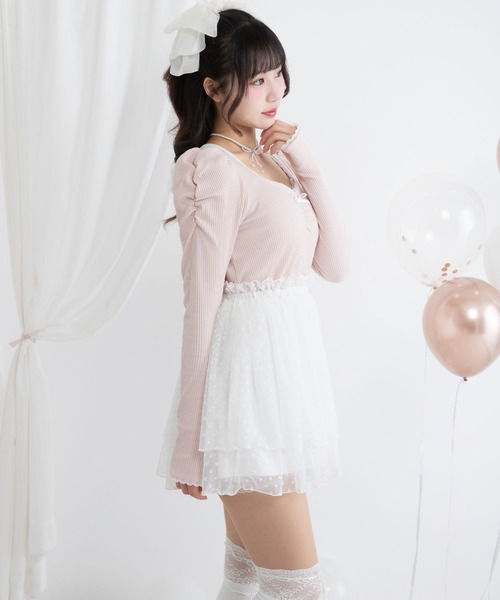 DearMyLoveRose(ディアマイラブローズ)の「チュールドッキングミニワンピース【大きいサイズ有】(ワンピース・レディース・ホワイト/グレー/ブラック/ライトグレー/ホワイト系その他/ピンクベージュ・3L/LL/LARGE/MEDIUM/SMALL)」の14枚目の写真