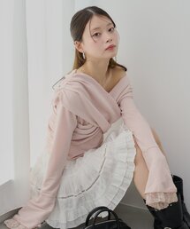 Chico | 袖フリルクロスワンショルトップス(Tシャツ/カットソー)