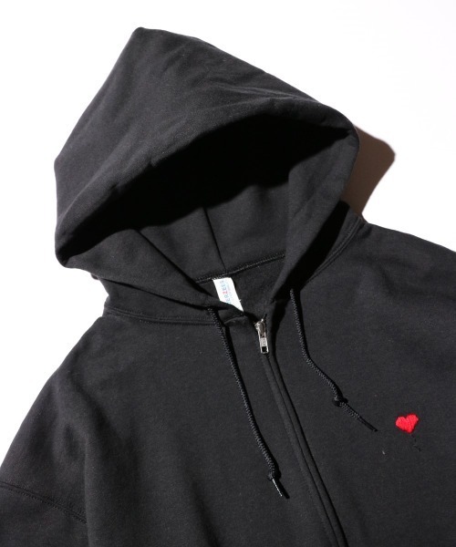 JERZEES（ジャージーズ）の「JERZEES / ジャージーズ "HEART BALLON" ZIP UP HOODIE 刺しゅう ワンポイント ジップアップパーカー（パーカー・メンズ・グレー/ブラック・X-LARGE/LARGE/MEDIUM）」の8枚目の写真