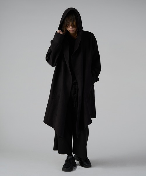 黒*。様 CUNE　ロングロングパーカー 大きめフード「小顔」 ロングパーカー パーカー ロング