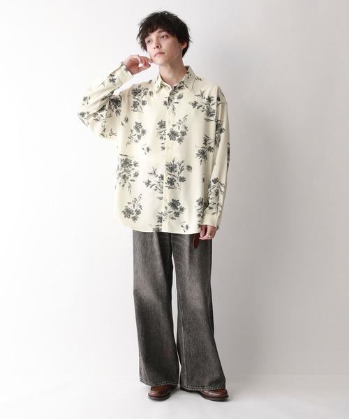 RAGEBLUE（レイジブルー）の「【LUXURY+EASY】ラグイージー/アソートフラワー柄オーバーサイズシャツ/ストライプシャツ（シャツ/ブラウス・メンズ・グレー/ライトブルー/ブラック/ホワイト・MEDIUM/LARGE）」の8枚目の写真