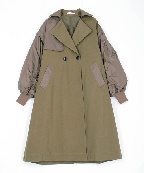 NICOLE white（ニコルホワイト）の「MA-1ロングコート（その他アウター・レディース・カーキ/ブラック・FREE）」の3枚目の写真