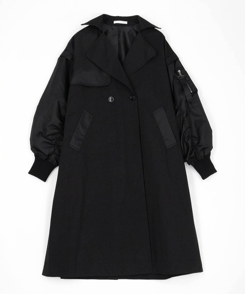 NICOLE white（ニコルホワイト）の「MA-1ロングコート（その他アウター・レディース・カーキ/ブラック・FREE）」の4枚目の写真