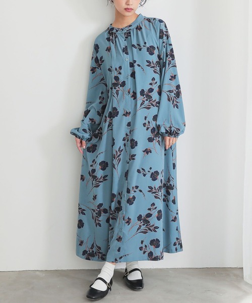 花柄ボリュームスリーブワンピース セール】『花柄ボリュームスリーブワンピース』（ワンピース