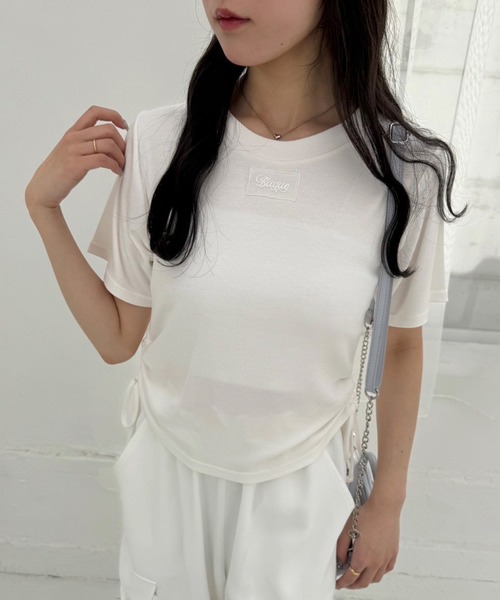 one after another NICE CLAUP（ワンアフターアナザーナイスクラップ）の「サイドドロストTシャツ（Tシャツ/カットソー・レディース・オフホワイト/サックスブルー/ピンク/ホワイト系その他・FREE）」の13枚目の写真