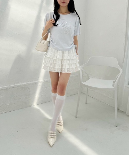 one after another NICE CLAUP（ワンアフターアナザーナイスクラップ）の「サイドドロストTシャツ（Tシャツ/カットソー・レディース・オフホワイト/サックスブルー/ピンク/ホワイト系その他・FREE）」の16枚目の写真