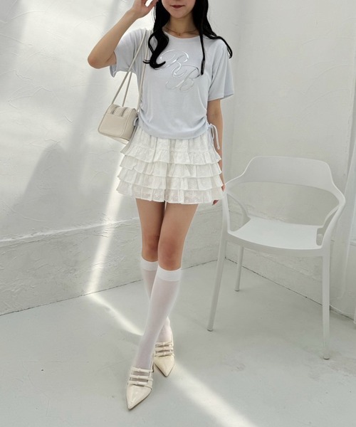 one after another NICE CLAUP（ワンアフターアナザーナイスクラップ）の「サイドドロストTシャツ（Tシャツ/カットソー・レディース・オフホワイト/サックスブルー/ピンク/ホワイト系その他・FREE）」の17枚目の写真