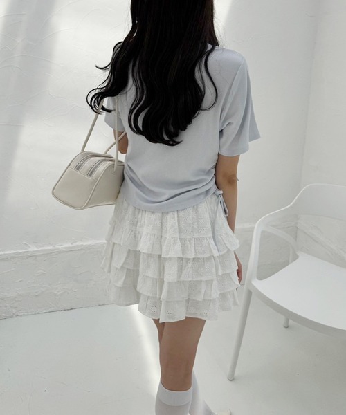 one after another NICE CLAUP（ワンアフターアナザーナイスクラップ）の「サイドドロストTシャツ（Tシャツ/カットソー・レディース・オフホワイト/サックスブルー/ピンク/ホワイト系その他・FREE）」の19枚目の写真