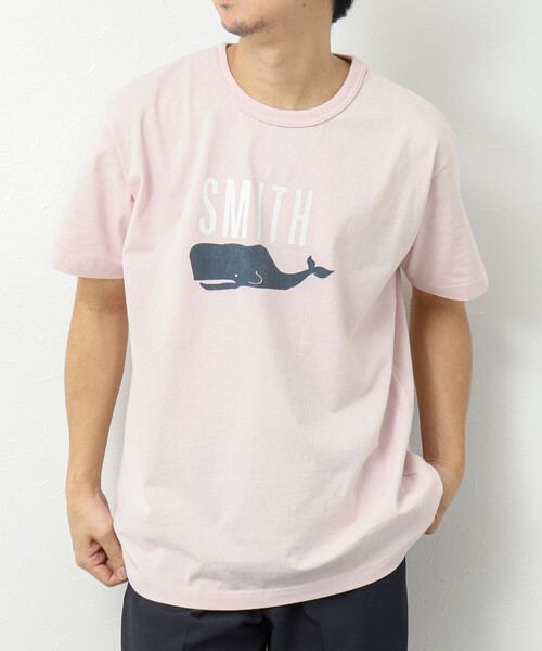 BARNS OUTFITTERS(バーンズアウトフィッターズ)の「【BARNS OUTFITTERS】別注タフネックT SMITH 25SS(Tシャツ/カットソー・メンズ・ホワイト/キナリ/ブルー/ピンク・S/M/L)」の4枚目の写真