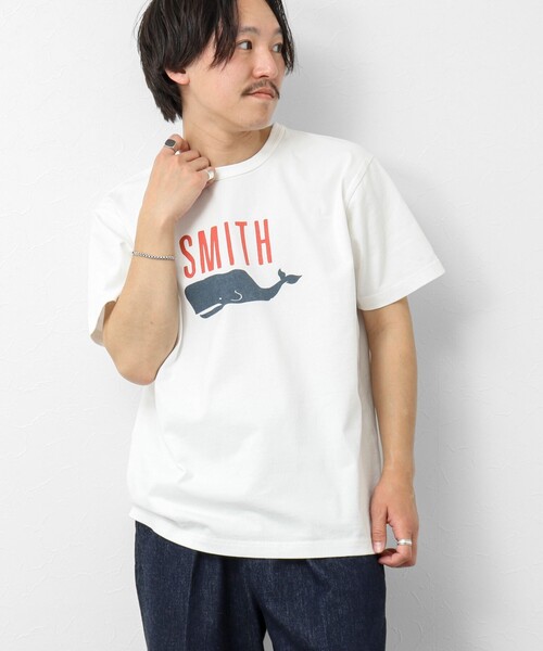 BARNS OUTFITTERS(バーンズアウトフィッターズ)の「【BARNS OUTFITTERS】別注タフネックT SMITH 25SS(Tシャツ/カットソー・メンズ・ホワイト/キナリ/ブルー/ピンク・S/M/L)」の15枚目の写真