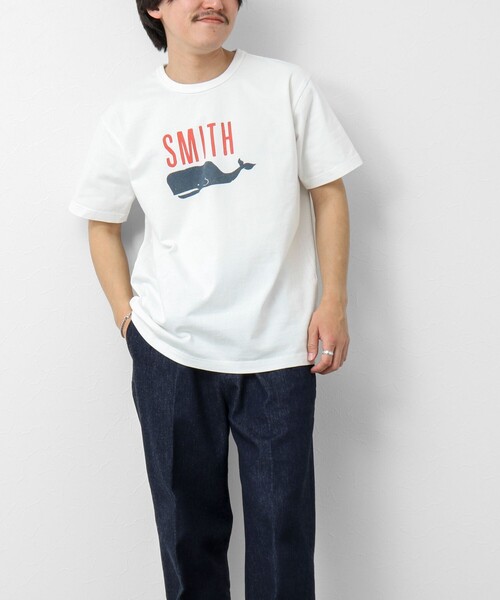 BARNS OUTFITTERS(バーンズアウトフィッターズ)の「【BARNS OUTFITTERS】別注タフネックT SMITH 25SS(Tシャツ/カットソー・メンズ・ホワイト/キナリ/ブルー/ピンク・S/M/L)」の16枚目の写真