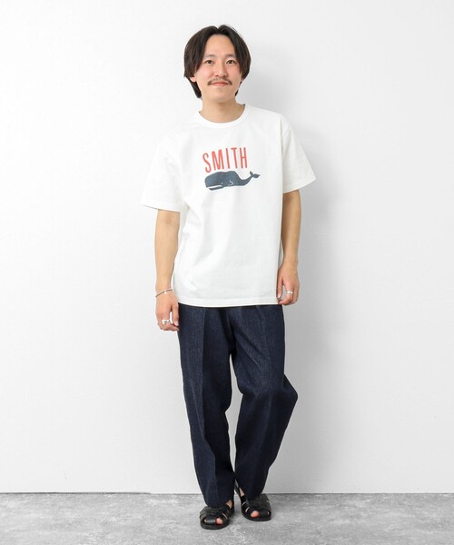 BARNS OUTFITTERS(バーンズアウトフィッターズ)の「【BARNS OUTFITTERS】別注タフネックT SMITH 25SS(Tシャツ/カットソー・メンズ・ホワイト/キナリ/ブルー/ピンク・S/M/L)」の22枚目の写真