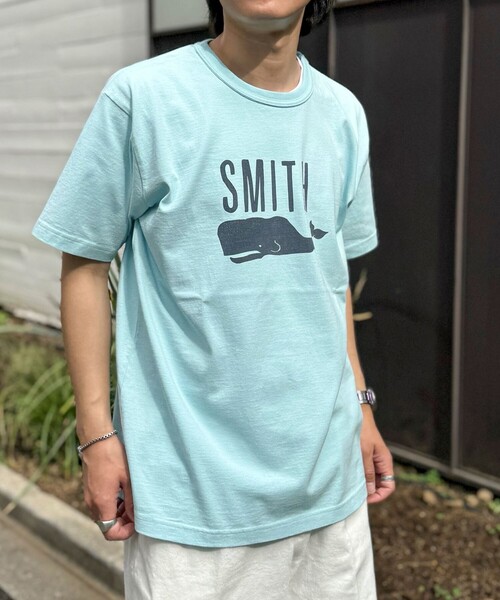 BARNS OUTFITTERS(バーンズアウトフィッターズ)の「【BARNS OUTFITTERS】別注タフネックT SMITH 25SS(Tシャツ/カットソー・メンズ・ホワイト/キナリ/ブルー/ピンク・S/M/L)」の11枚目の写真